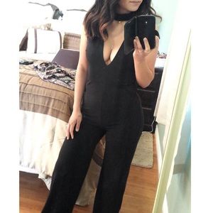 Sexy Plunging V-Neckline Dressy Jumpsuit